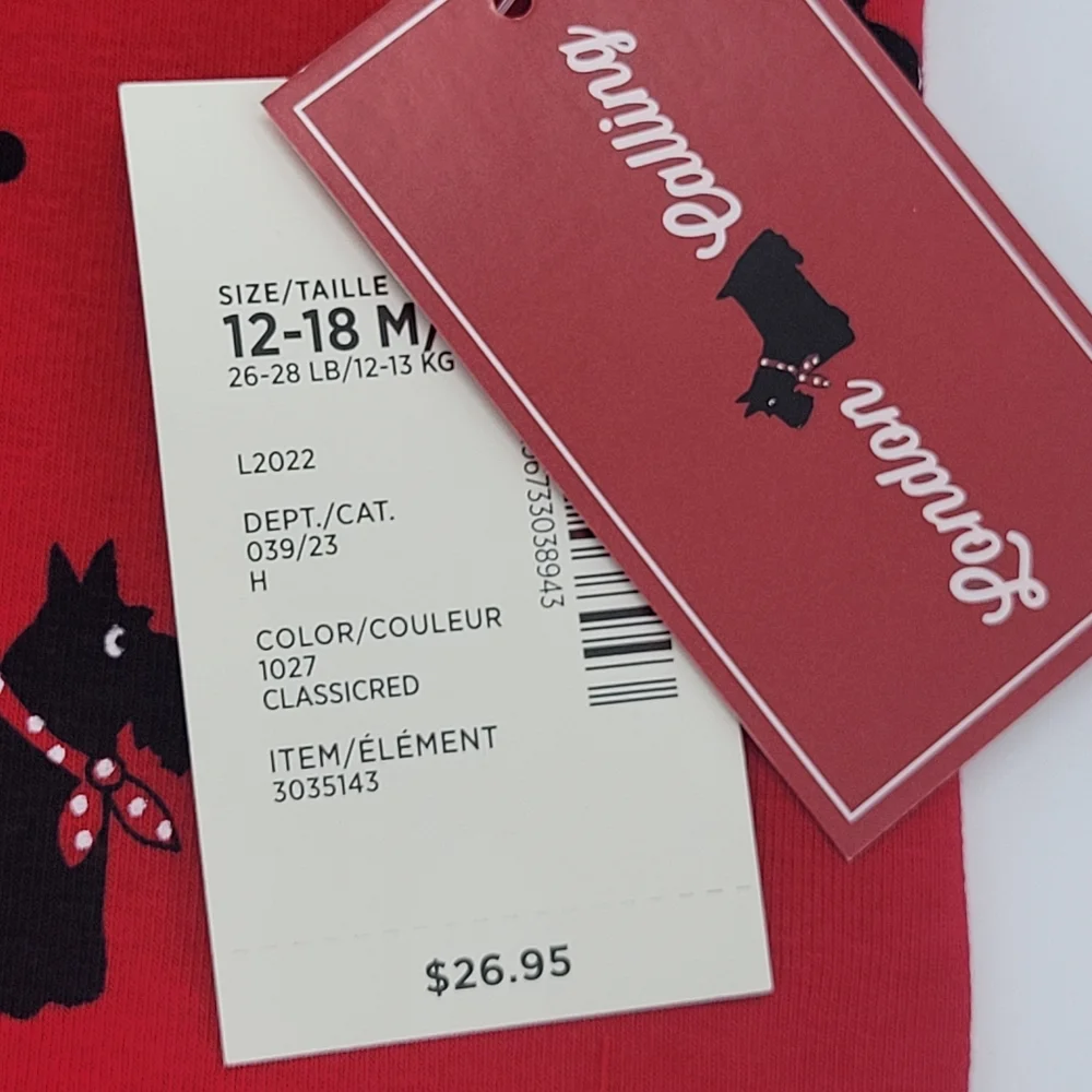 Gymboree Leggings Red Terrier Dog Black Stretch Cotton Size 12-18mo NEW